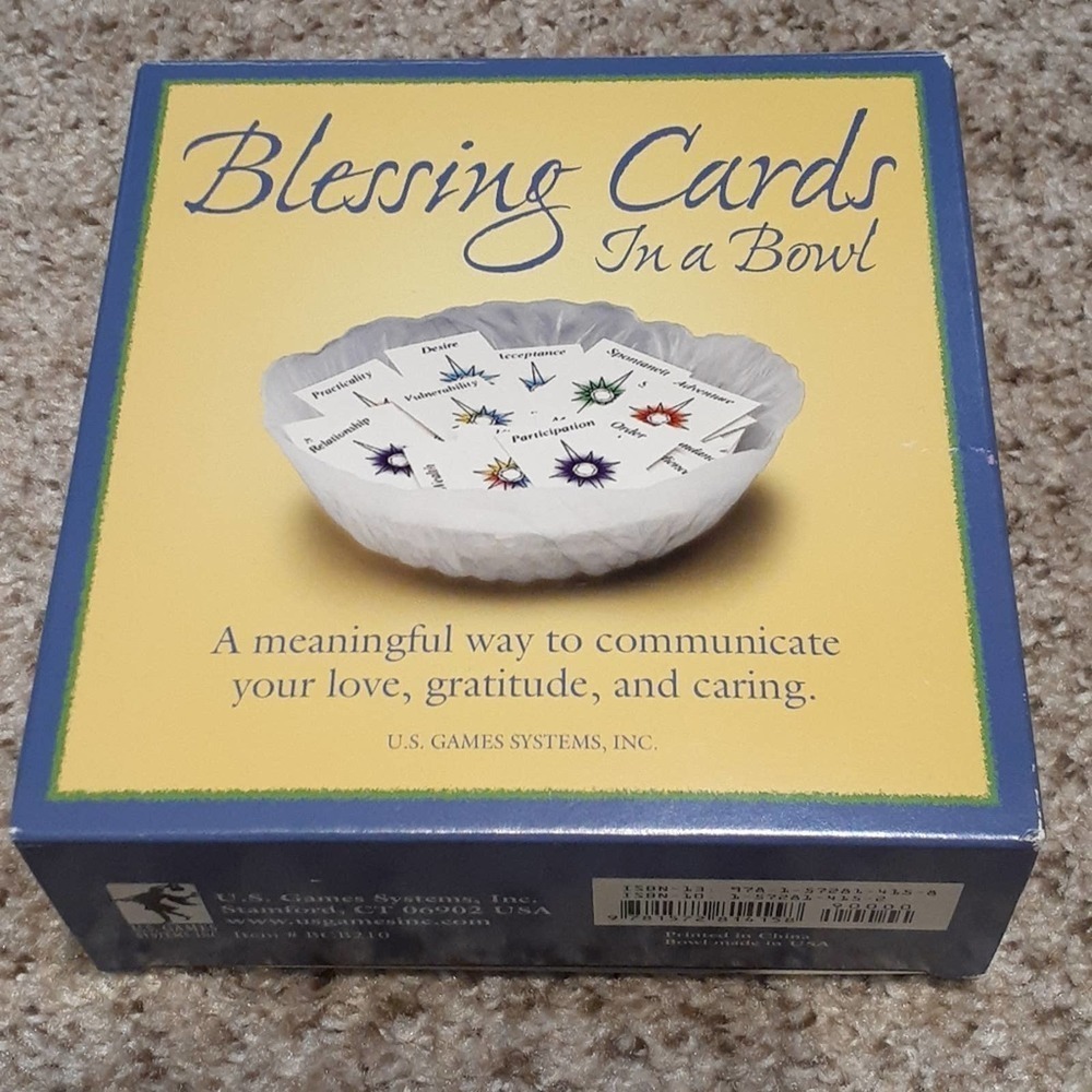 NEW BLESSING cards in a bowl